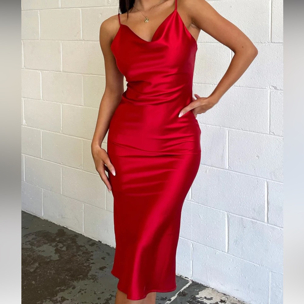 Bebe Satin Red Dress